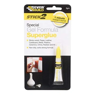 Image of Everbuild Stick2 Superglue Gel High Viscosity Fast Curing Non Drip Strength Clear 3g Tube