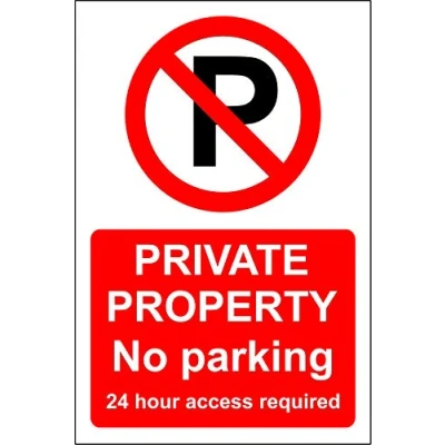 Image of Private property no parking 24 access required sign 3mm Aluminium 400mm x 300mm