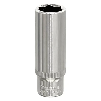 Image of Sealey Premier WallDrive® Socket 12mm Deep 1/4&quot;Sq Drive Fully Polished