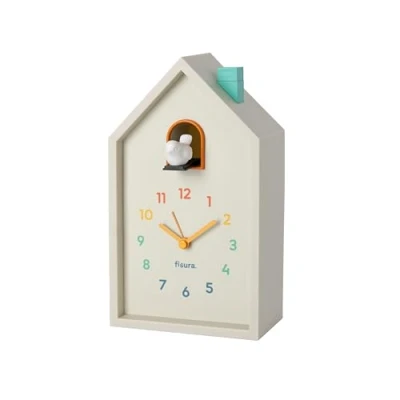 Image of Fisura Cuckoo clock alarm house in multicolor, bedside table clock, Original analog with hands, snooze button, and light, Powered by 3 AA batteries (not included)