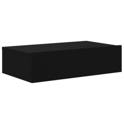 Image of vidaXL LED TV Cabinet in Black Engineered Wood Stylish Wall with RGB Lighting and Ample Storage
