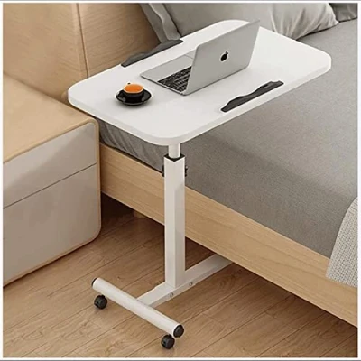 Image of DDIOA Mobile Overbed Table With Wheels，Portable Over Bed Sofa End Table，Adjustable Height Bedside Laptop Hospital Nursing Reading Eating (Color : White)