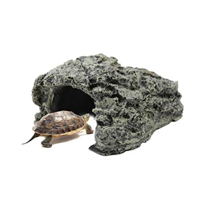Image of Reptile Hiding Cave Turtle Basking Platform Fish Shrimp Hideouts Aquarium Terrarium Decoration for Lizards Turtles Fish(Small)