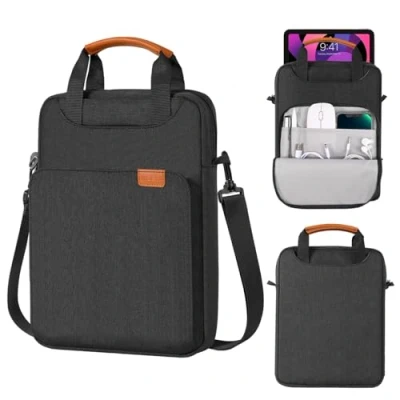 Image of MoKo 12.9 inch Tablet Shoulder Sleeve Bag, Fits 13 New iPad Pro M4 &amp; Air M2 2024, M2&amp;M1, Surface Laptop Go 12.4&quot;, Galaxy Tab S8+/S9+ 12.4&quot; 2022/2023, Black Gray
