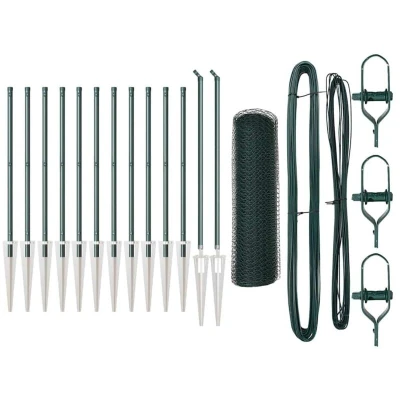Image of vidaXL Hexagon Fence Green 0.6x25 m Steel