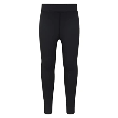 Image of Mountain Warehouse Flick Flack Soft Touch Kids Leggings Full Length Tights, Mid Rise Childrens Pants, Sweat Wicking Bottoms for Gym, Yoga, Dance, Running Black Size 7 8 Years