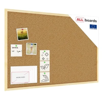 Image of ALLboards Cork Board with Wooden Frame 90x60cm(900x600mm), Corkboard Bulletin Notice