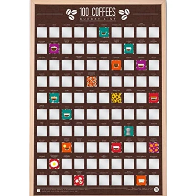 Image of Gift Republic 100 Coffees Bucket List Scratch Poster, 42 x 60cm