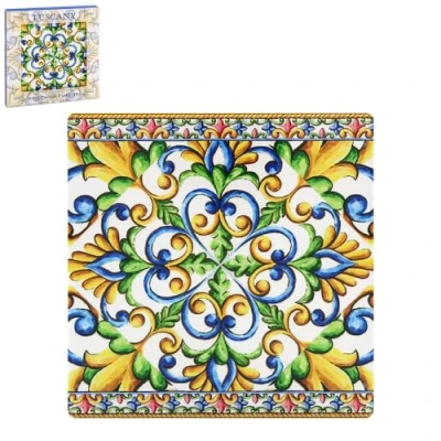 Image of LESSER &amp; PAVEY Tuscany Ceramic Single Coaster Mediterranean Floral Art Design Vibrant Colour, LP95878