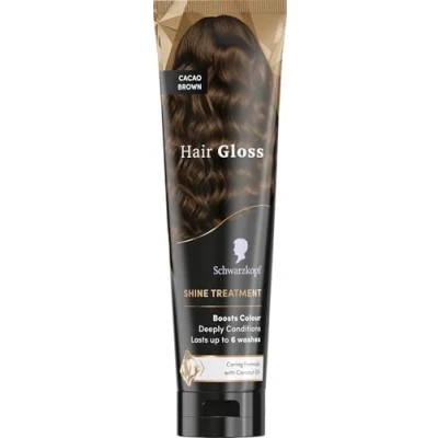Image of Schwarzkopf Hair Gloss Shine Treatment Cacao Brown 150ml, Semi Permanent Dye, Temporary to Condition and Colour Hair, Contains Coconut Oil, Enhances Reduces Breakage