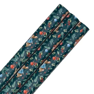 Image of Hallmark 6M Wrapping Paper, Pack of 3, Peter Rabbit, 2M Each, Christmas