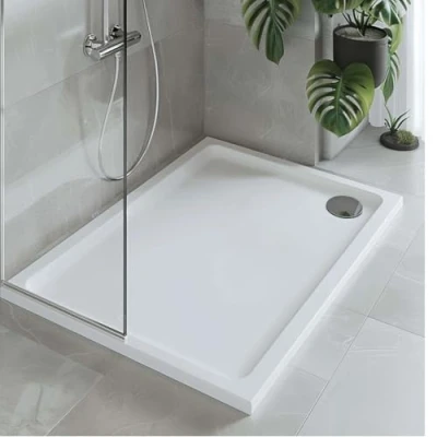 Image of Go Bathrooms Anti Slip White Rectangle Shower Tray 1200 x 760mm Non Enclosure Cubicle Low Profile