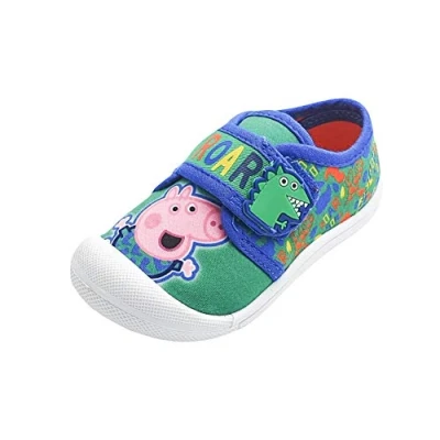 Image of Peppa Pig Boys Trainer Childrens Low Top Canvas Shoes UK 6 Infant Green