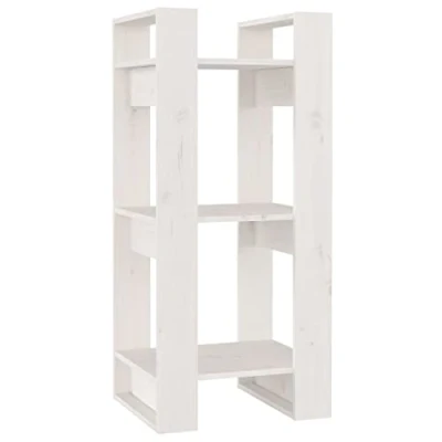 Image of vidaXL Versatile Solid Pine Wood Book Cabinet/Room Divider, Ample Storage, 41x35x91 cm, Perfect for Hallway and Living Room White