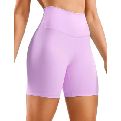 Image of CRZ Yoga Women&#039;s Naked Feeling 6&#039;&#039; Gym Shorts High Waisted Cycling Workout Running Spandex Lilac 8