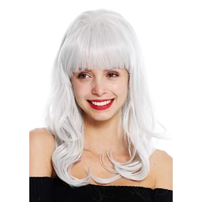 Image of wig ME UP GFW3129 women&#039;s quality long fringe wavy light grey silvery