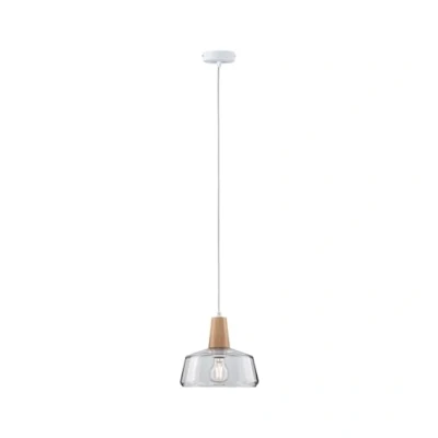 Image of Paulmann 79744 Neordic Yva Pendant luminaire max. 1x20W lamp for E27 Lamps Ceiling Clear/Wood 230V Glass/Wood Without