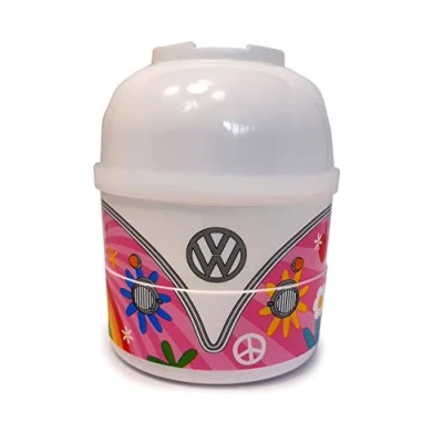 Image of Puckator Volkswagen VW T1 Camper Bus Summer Love Round Bento Lunch Box for Adults and Kids with Compartments Snack Food Containers Lids Stackable Pots Meal Container