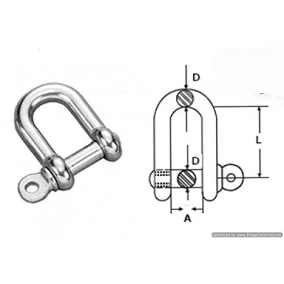Image of 5mm STAINLESS STEEL 316 (A4) D shackle Pack Size : 2