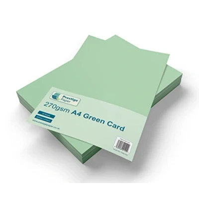 Image of A4 Green Card Stock x 20 Sheets, 270gsm (210mm 297mm) Prestige Paper