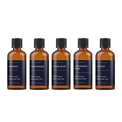 Image of Mystic Moments Spice Essential Oil Gift Starter Pack 5x100ml Aniseed, Cinnamon Bark, Clove Bud, Coriander, Ginger Perfect as a