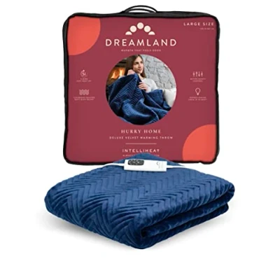 Image of Dreamland Hurry Home Deluxe Velvet Warming Throw Navy Blue 160x120cm