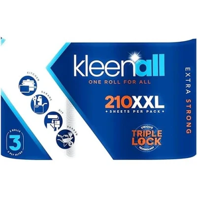 Image of Indigo XXL Kitchen Towel Roll Extra Large Sheets 3 ply Super Absorbent Strong Rolls (Pack 6)