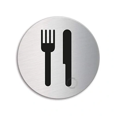 Image of Door Sign Dining Room Material Stainless Steel dia. 75 mm finely brushed matt self adhesive No. 8499