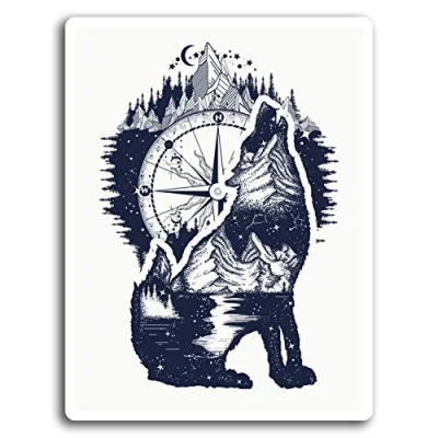 Image of 2 x 10cm Mountain Wolf Vinyl Stickers Sticker Laptop Luggage #19390 (10cm Tall)