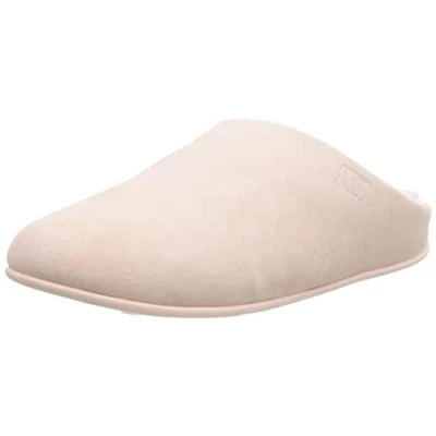 Image of Fitflop Womenss Fit Flop Chrissie Shearling Slippers in Pink Leather (archived) Size UK 9