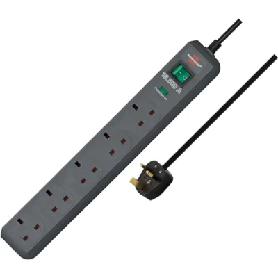 Image of Brennenstuhl Eco Line 13.500A extension socket with surge protection 5 way light grey 2m 05VV F 3G1,25 *GB*
