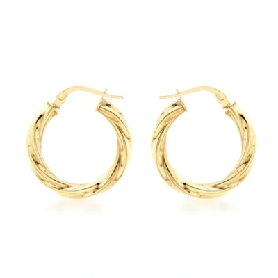 Image of Carissima Gold Women&#039;s 9 ct Yellow 15 mm Twist Tube Round Creole Earrings