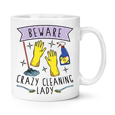 Image of Beware Crazy Cleaning Lady 10oz Mug Cup