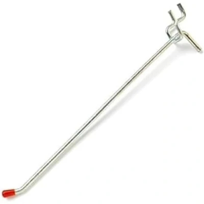 Image of Merriway BH05882 (15 Pcs) Single Pegboard 150mm (6 inch) Hook for 19mm (3/4 Holes Board Bright Zinc Plated Pack of 15 Pieces