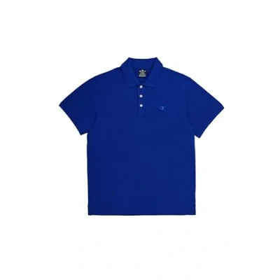 Image of Champion Men&#039;s Legacy Icons Tonal Polo Gallery C Logo S/S Crewneck Shirt, Night Blue, M