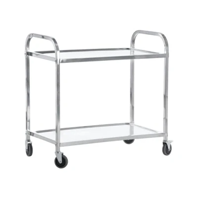 Image of Stainless Steel Catering Trolley, Rolling Kitchen Utility Serving Cart on Swivel Locking Castors for Catering, Kitchens, Hotels, Restaurants (2 Tier)