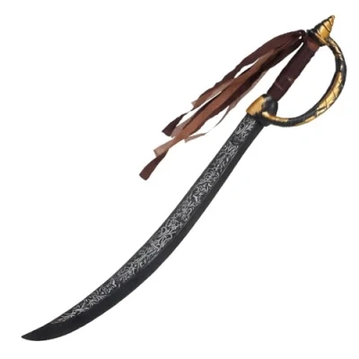 Image of Boland 00668 Pirate Sword Approx. 68 cm Long Plastic Leather Grip Tape with Fringes Private Cancer Sailor Carnival Halloween Fancy Dress Theme Party