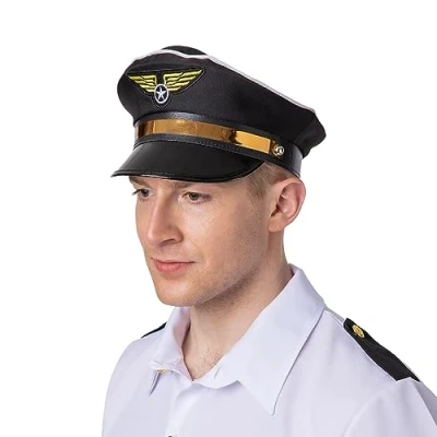 Image of Wicked Costumes Adult Airline Pilot Cap Fancy Dress Hat Accessory