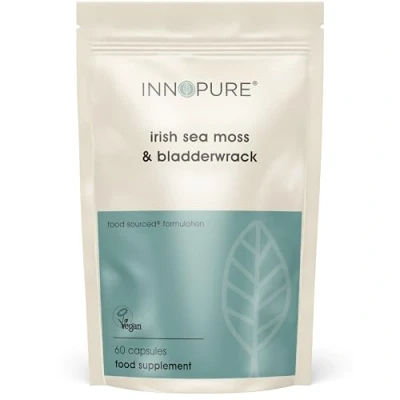 Image of INNOPURE Irish Sea Moss Complex 60 Capsules 1600mg High Strength, Ethically Sourced SeaMoss, Vegan Capsule with 400mg Bladderwrack Rich in Iodine Supplement Non GMO, UK Made