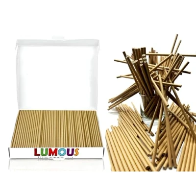 Image of JANNGII Paper Straws, Drinking Straws Bio Degradable Wedding Party, Party Restaurant, Juice (Brown 300)
