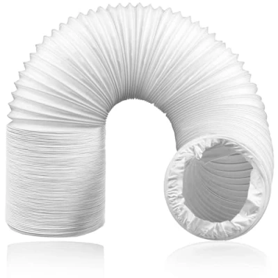 Image of SPARES2GO Air Conditioning Duct Hose PVC Flexible Vent Pipe Universal (6&quot; x 6 Metres, White)