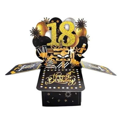 Image of 18th Birthday card, 3D Pop up Greeting Cards, Happy Cards Congratulations with Envelope for Mom Women Girls Friends Romance Gift Card