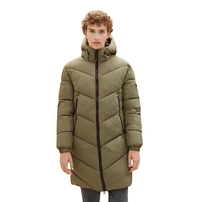 Image of TOM TAILOR Denim Men&#039;s 1037389 Puffer Winter Parka with Hood, 10415 Dusty Olive Green, XXL
