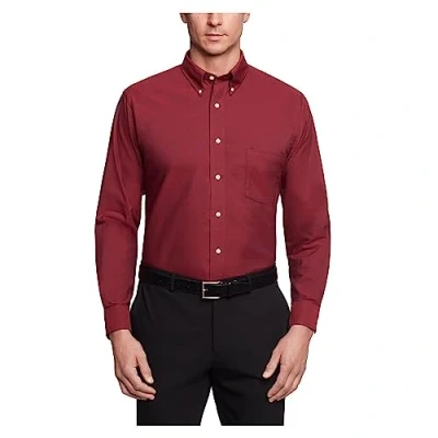 Image of Van Heusen Men&#039;s Dress Shirt Regular Fit Oxford Solid Buttondown Collar, Cayenne, 3XL