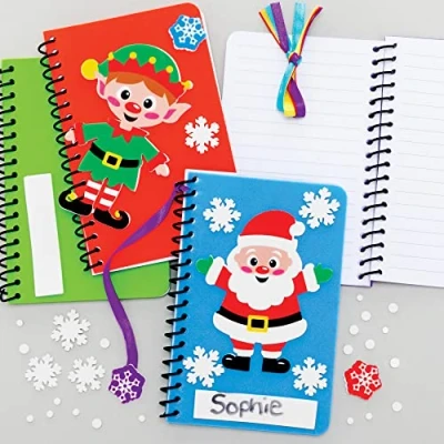Image of Baker Ross FE994 Christmas Mini Notebook Book for Kids Pack of 4, Small Notepad Kids, Party Bag Fillers