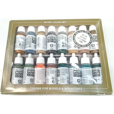 Image of Vallejo Model Color WWII German Camouflage Acrylic Paint Set Assorted Colours (Pack of 16)