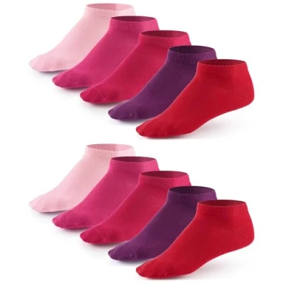 Image of Mens Liner Ankle Socks (10 Pair Pack) by Mat &amp; Vic&#039;s Cotton Classic Comfortable Breathable (UK &#039;4 6 / EU 35 38, Berry Colours Pink, Red)
