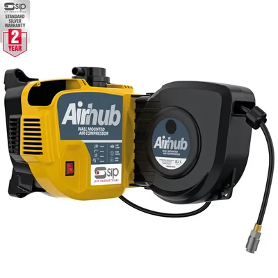Image of SIP AirHub 05323 Wall Mounted Direct Drive Electric Garage Air Compressor for Home or Workshops Oil Free Low Noise Pump 8 Bar 1.5HP 2 Years Warranty