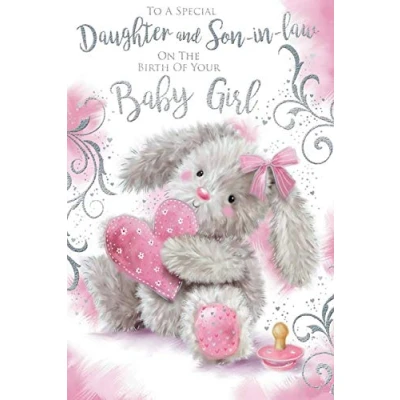 Image of A Special Daughter &amp; Son in Law On The Birth of Your Baby Girl Heart Design Card