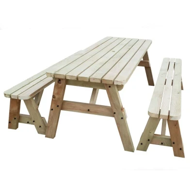 Image of Arbor garden Solutions Wooden picnic table, Hollies furniture (4ft, Light Green (Natural))
